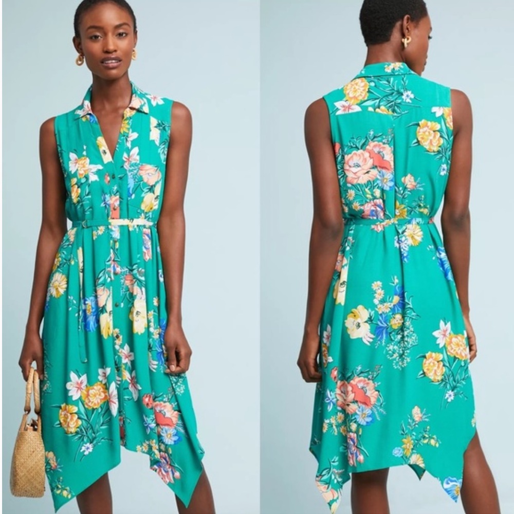 Maeve by Anthropologie Rory green floral midi dress